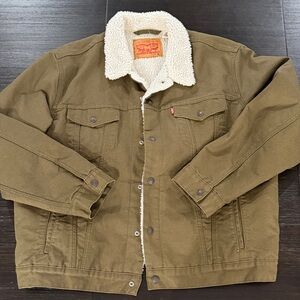 Levi's Olive Green Sherpa-Lined Truck Jacket